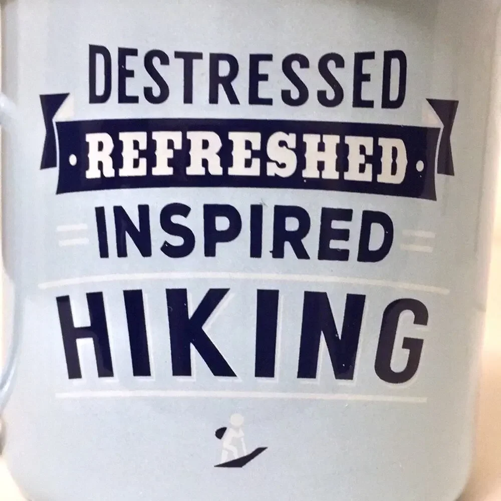 Hiking coffee Mug enamel retro inspired camping ---